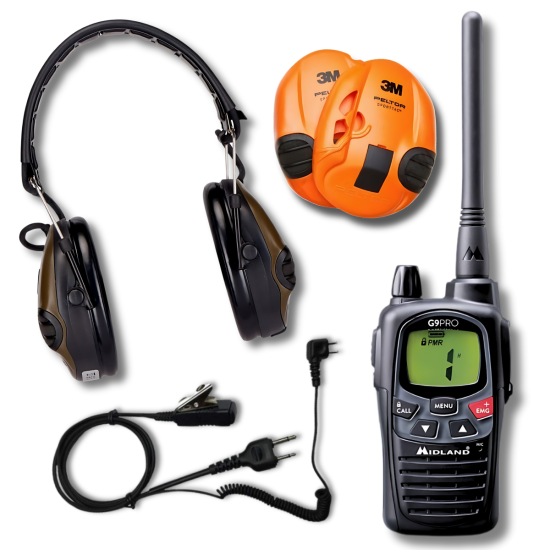 Pack chasse 3M SportTac Midland G9 Pro - Casque anti-bruit et talkie walkie noir