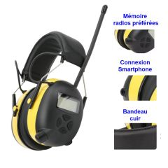 Casque de Protection Auditive Anti Bruit Radio FM avec Bluetooth