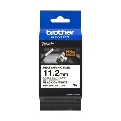 Brother HSE-231E 11.2MM BLACK ON WHITE HEAT SHRINK TAPE